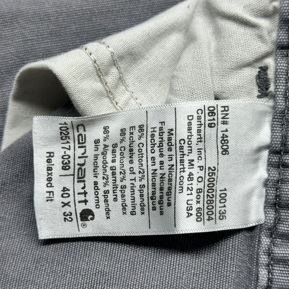 Carhartt Pants Men 40x32 Gray Relaxed Fit Rugged Flex Rigby 5-Pocket 102517-039 - Picture 9 of 12